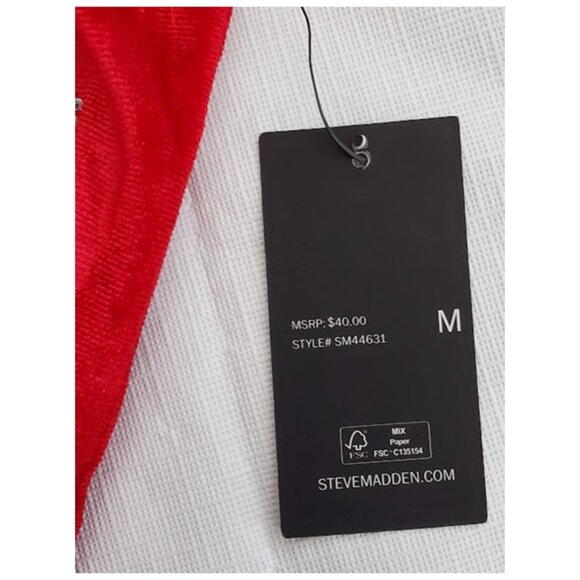 NWT Velvety Red Pajama Bottoms Rhinestone SM Logo Steve Madden Sz M Pyjamacore - Picture 8 of 10